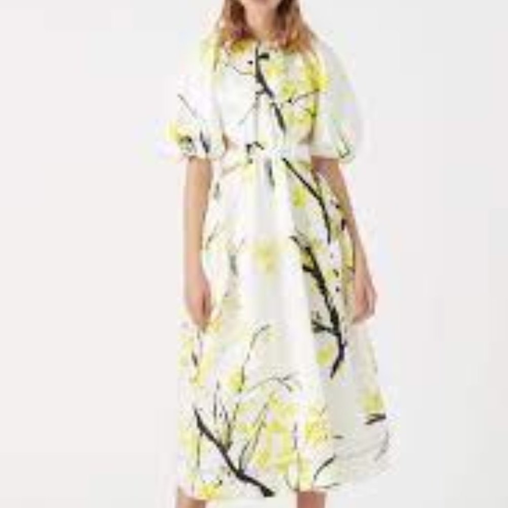 Aje Mimosa Floral Print Linen Blend Satin Dress Australian Size 10/ US 6-8 - Picture 8 of 11